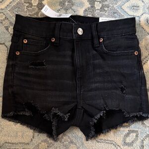 American Eagle Outfitters Black Distressed Denim Cutoff Shorts